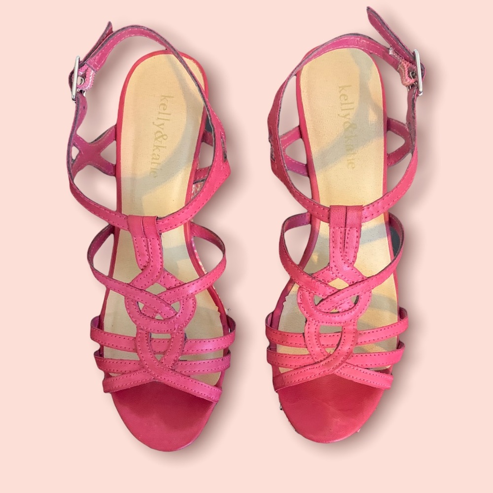 Pink Sandal Wedges Size 7 - Picture 1 of 9